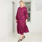 Women's Plus Size Leopard Print Long Balloon Sleeve Dress - Who What Wear Magenta