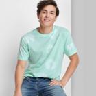 Men's Printed Casual Fit Short Sleeve Round Neck T-shirt - Original Use Green/lemon