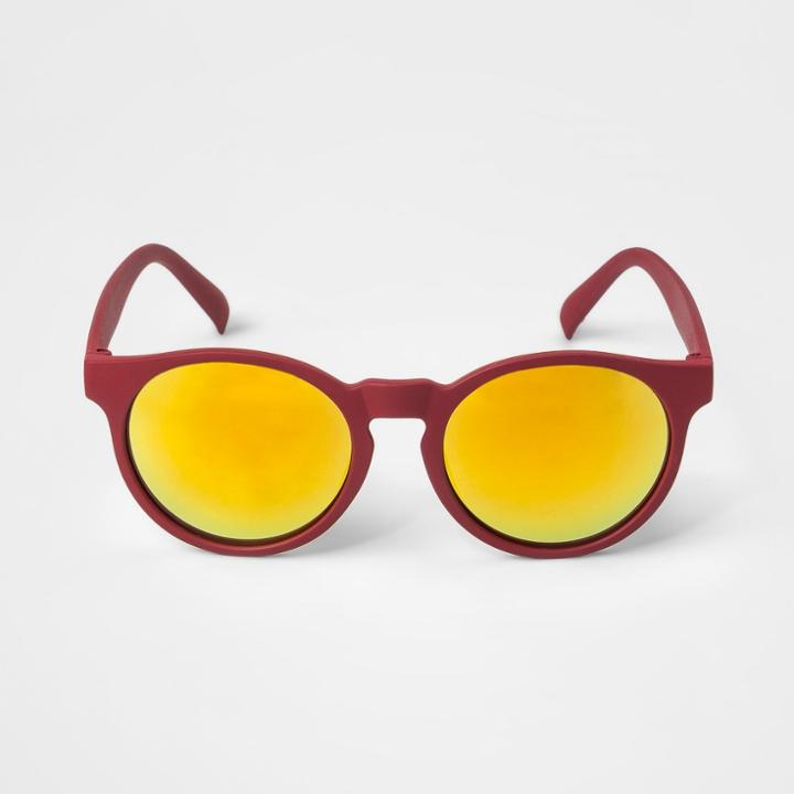 Kids' Striped Aviator Sunglasses - Cat & Jack Burgundy (red) One Size, Kids Unisex