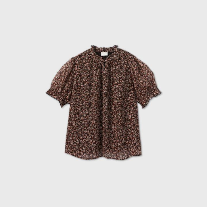 Women's Plus Size Leopard Print Puff Short Sleeve Blouse - Ava & Viv Black X