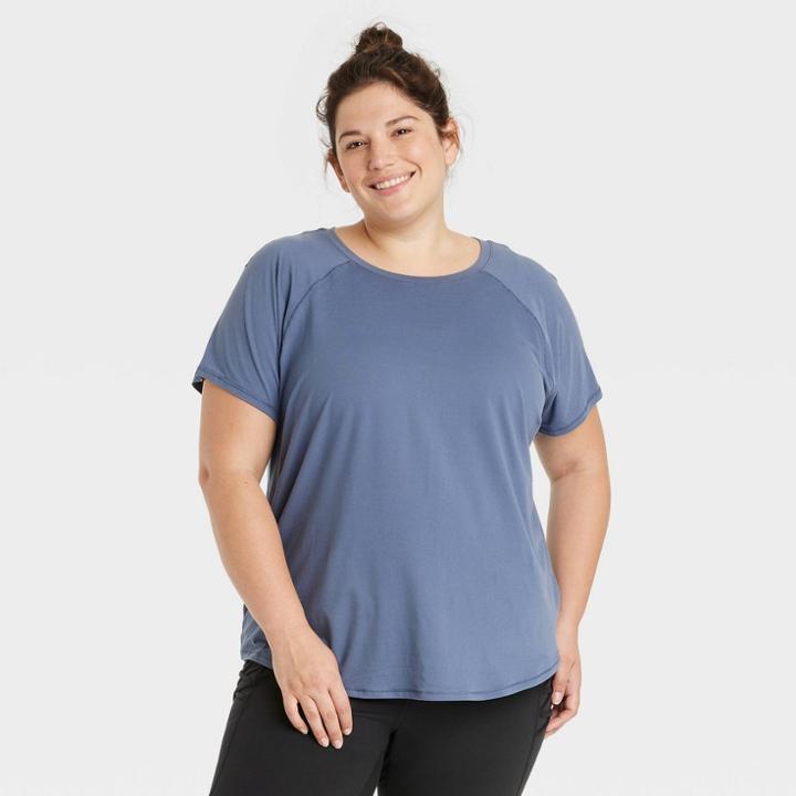 Women's Plus Size Essential Crewneck Short Sleeve T-shirt - All In Motion Navy Blue