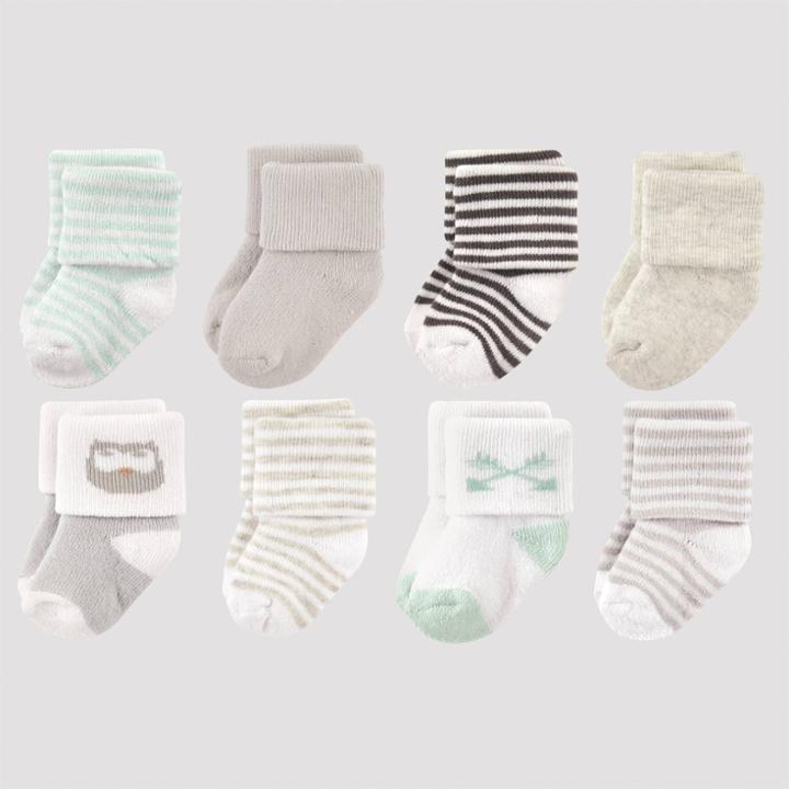 Luvable Friends Baby Boys' 8pk Owl Terry Booties
