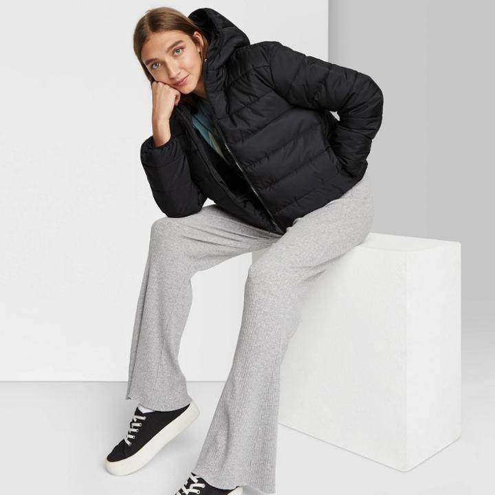 Women's Hooded Puffer Jacket - Wild Fable Black