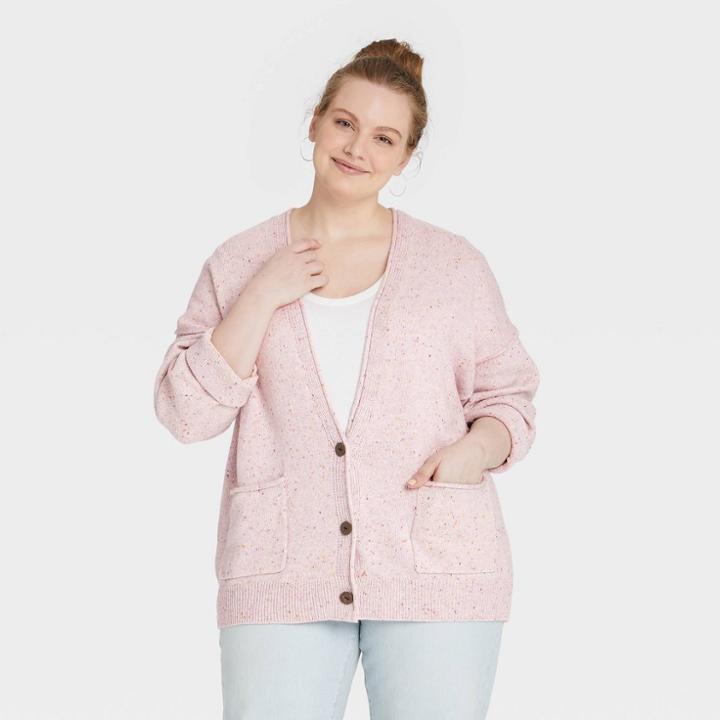 Women's Plus Size Button-front Grandpa Cardigan - Universal Thread Lilac