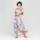Women's Floral Print Off The Shoulder High-low Hem Maxi Dress - Xhilaration