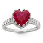 1 3/4 Tcw Tiara Heart-cut Ruby Crown Ring In Sterling