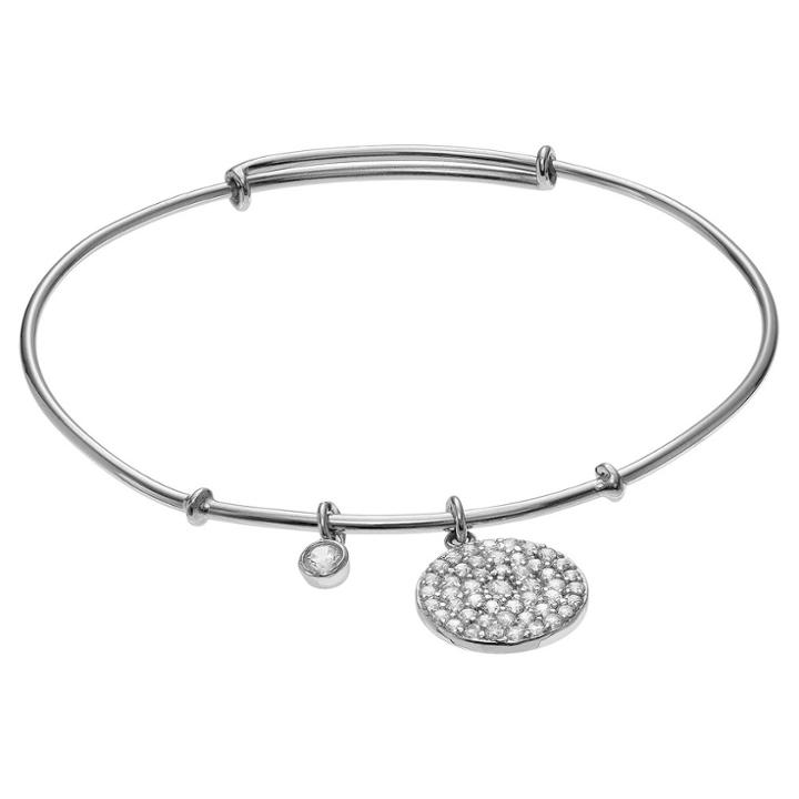Journee Collection 1/2 Ct. T.w. Round-cut Cz Disc Charm Pave Set Bracelet In Sterling Silver -