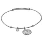 Journee Collection 1/2 Ct. T.w. Round-cut Cz Disc Charm Pave Set Bracelet In Sterling Silver -