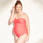 Maternity Wrap Bandeau One Piece Swimsuit - Isabel Maternity By Ingrid & Isabel Coral Xxl, Women's, Pink
