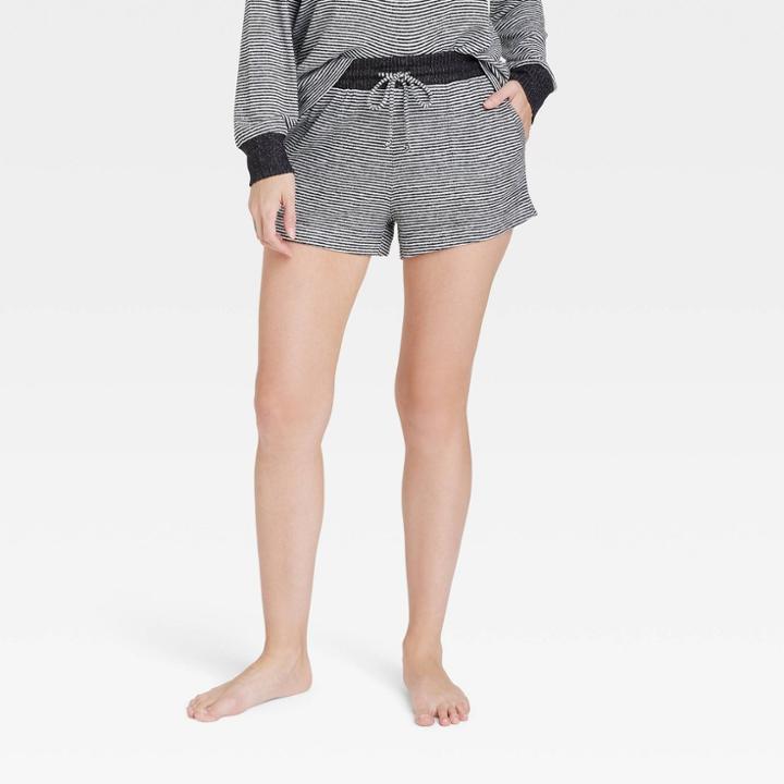 Women's Striped Perfectly Cozy Shorts - Stars Above Black