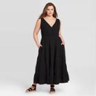 Women's Plus Size Sleeveless Tiered Dress - Universal Thread Black
