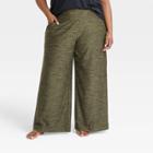 Women's Plus Size Knit Mid-rise Wide Leg Pants - All In Motion Heathered Olive Green