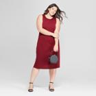 Women's Plus Size Sleeveless Knit Maxi Dress - A New Day Burgundy 3x, Size: