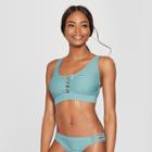 Women's Strappy Front Bralette Bikini Top - Xhilaration Dusty Blue Stripe D/dd Cup