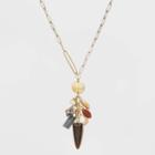 Semi-precious Agate And Opal Pendant Cluster Necklace - Universal Thread Brown
