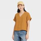 Women's Short Sleeve Blouse - Universal Thread Brown