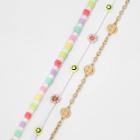 Girls' 3pk Mixed Anklet Set With Smiley Faces And Flower Beads - Art Class , One Color