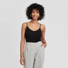 Women's Slim Fit Rib V-neck Tank Top - A New Day Black