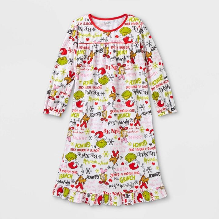 Girls' Dr. Seuss Grinch Granny Nightgown - White