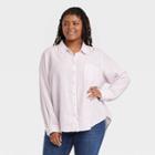 Women's Plus Size Long Sleeve Relaxed Fit Gauze Button-down Shirt - Universal Thread Light Purple