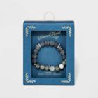 Semi-precious Stone Zebra Jasper, Labradorite And Lava Beaded In Worn Gold Aromatherapy Stretch Bracelet - Universal Thread Gray, Women's,