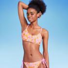 Women's Scoop Bralette Bikini Top - Wild Fable Orange Floral Print Xxs