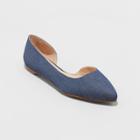 Women's Mohana D'orsay Wide Width Pointed Toe Ballet Flats - A New Day Blue 9.5w,