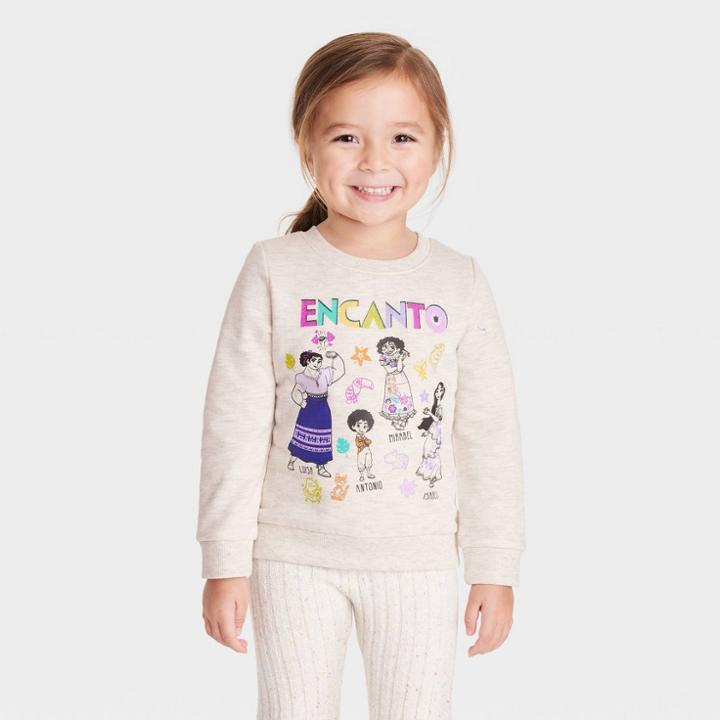 Toddler Girls' Disney Encanto Printed Pullover Sweatshirt - Beige