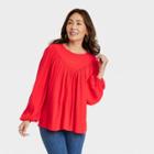 Women's Bishop Long Sleeve Blouse - Knox Rose Red