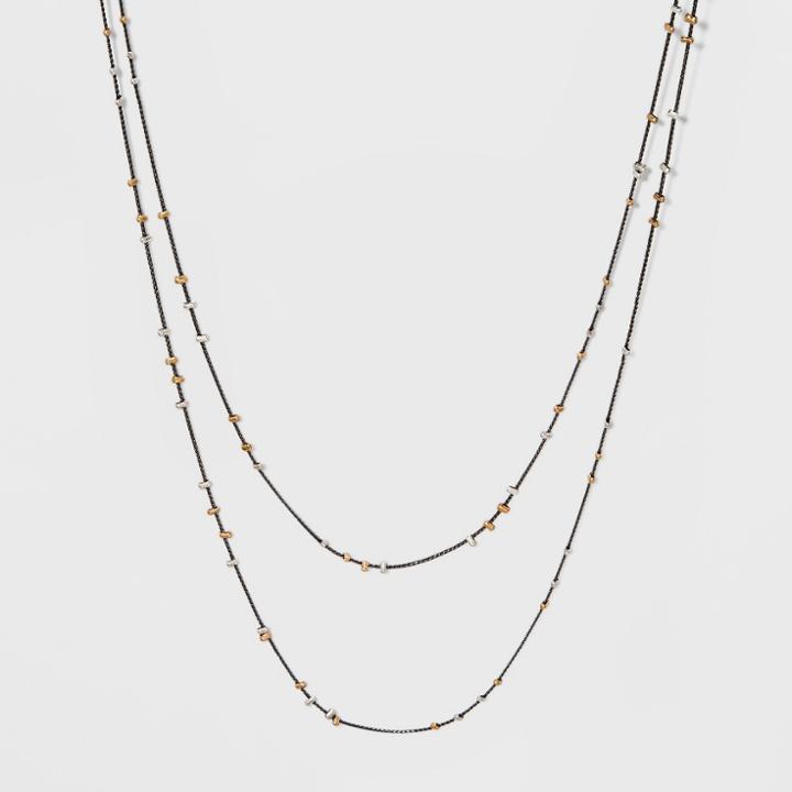 Station Chain With Scattered Crimps Necklace - Universal Thread,