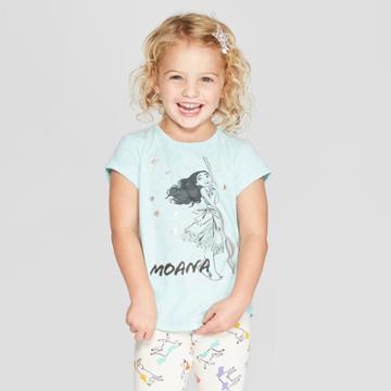 Happy Threads Toddler Girls' Disney Princess Short Sleeve T-shirt - Blue