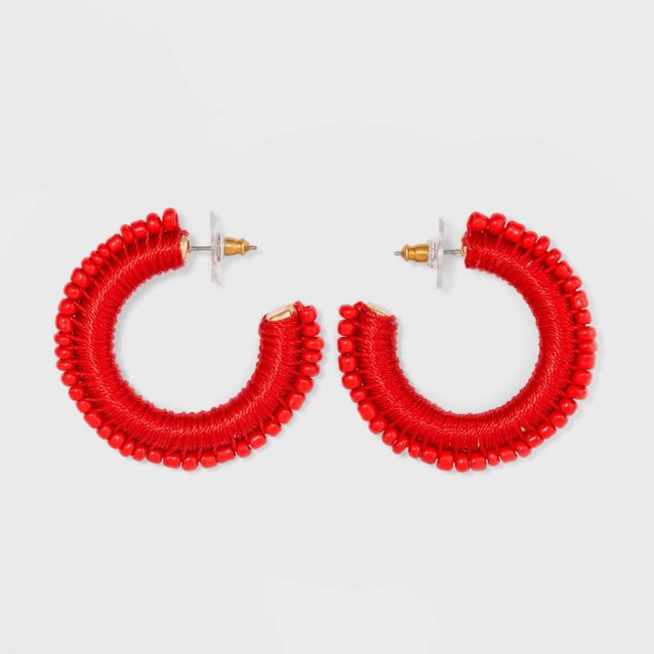 Sugarfix By Baublebar Mixed Media Hoop Earrings - Red, Women's,