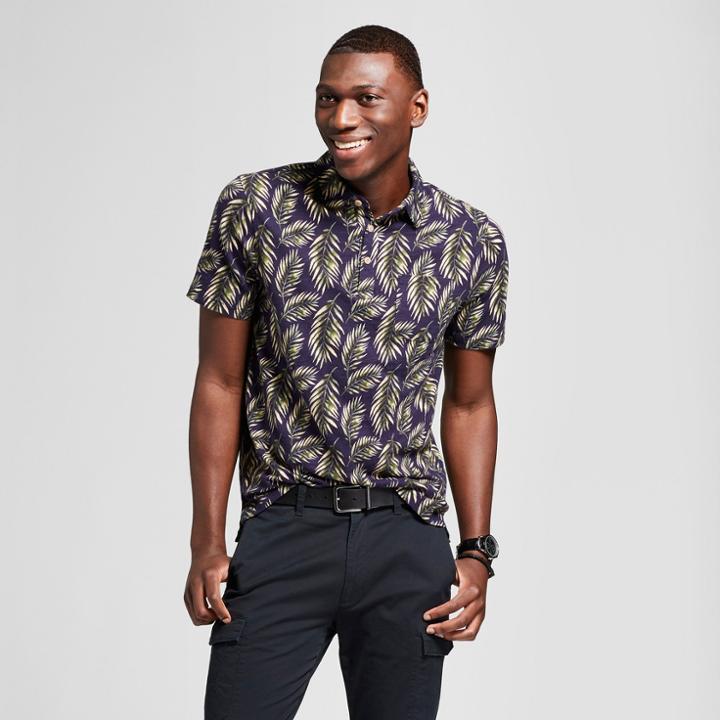 Men's Standard Fit Short Sleeve Polo Shirt - Goodfellow & Co Palm Tree