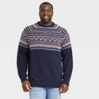 Men's Tall Regular Fit Crewneck Jacquard Pullover Sweater - Goodfellow & Co Navy