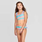 Girls' Shore Lines Bikini Set - Cat & Jack Aqua M, Girl's, Size:
