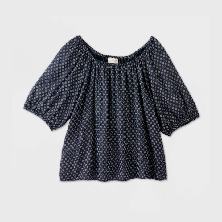 Women's Bubble Elbow Sleeve Blouse - Universal Thread Navy Xs, Women's, Blue