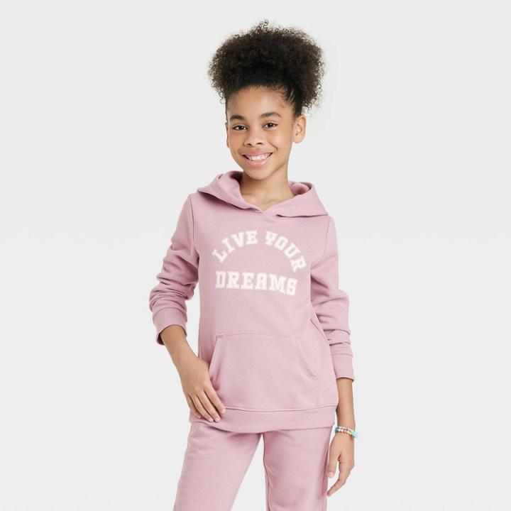 Girls' Fleece Pullover Hoodie - Cat & Jack Rose Pink