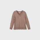 Women's Plus Size V-neck Pullover Sweater - Ava & Viv Brown X