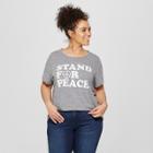 Women's Plus Size Stand For Peace Short Sleeve Boyfriend T-shirt - Grayson Threads (juniors') Charcoal Gray