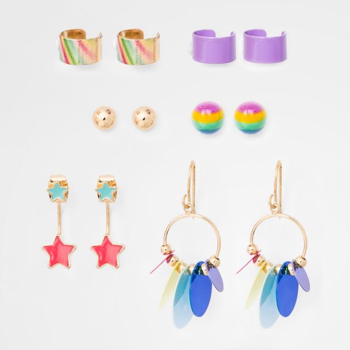 Girls' Rainbow Star Sequin Earrings - Cat & Jack One Size,