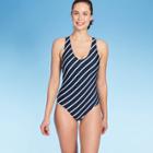 Women's Slanted Medium Coverage One Piece Swimsuit - Kona Sol Navy