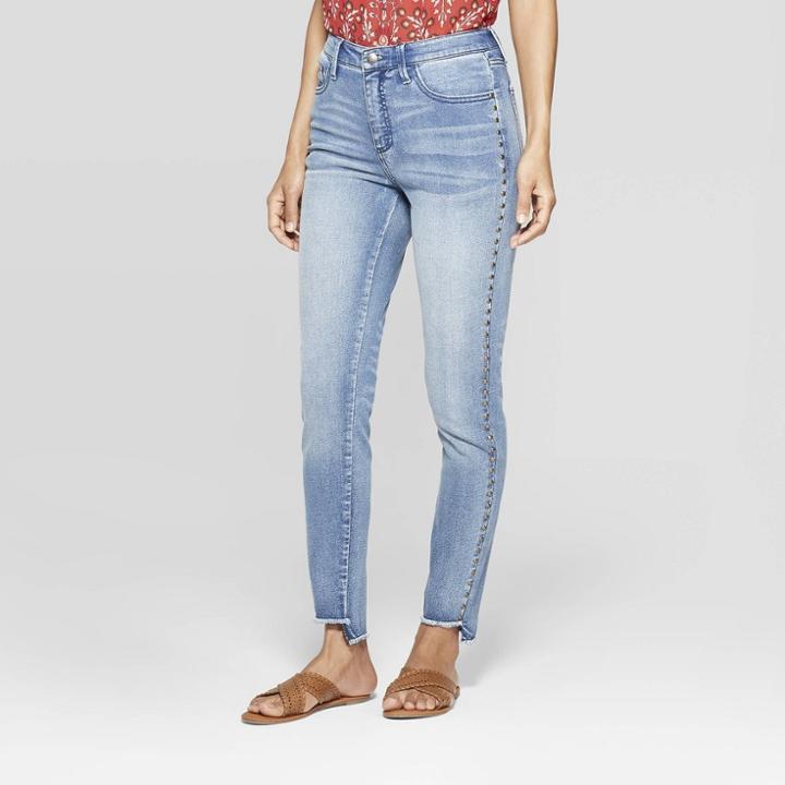 Women's Mid-rise Embroidered Wide Leg Fashion Pants - Knox Rose Indigo