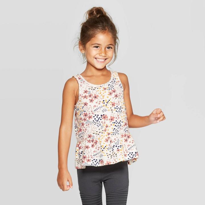 Toddler Girls' Floral Peplum Tank Top - Art Class White