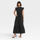 Women's Ruffle Short Sleeve A-line Dress - Who What Wear Jet Black