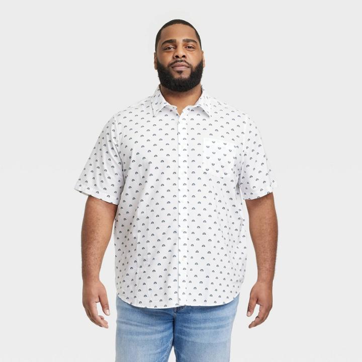 Men's Big & Tall Short Sleeve Button-down Shirt - Goodfellow & Co Off-white