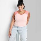Women's Plus Size Short Sleeve T-shirt - Wild Fable Blush Colorblock