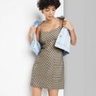 Women's Sleeveless Woven Bodycon Dress - Wild Fable Navy Blue Plaid