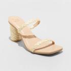 Women's Cass Square Toe Woven Heels - A New Day Natural