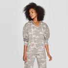 Knox Rose Women's Camo Print Long Sleeve Hooded Sweatshirt - Gray