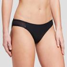 Women's Wet Look Mesh Cheeky Bikini Bottom - Xhilaration Black